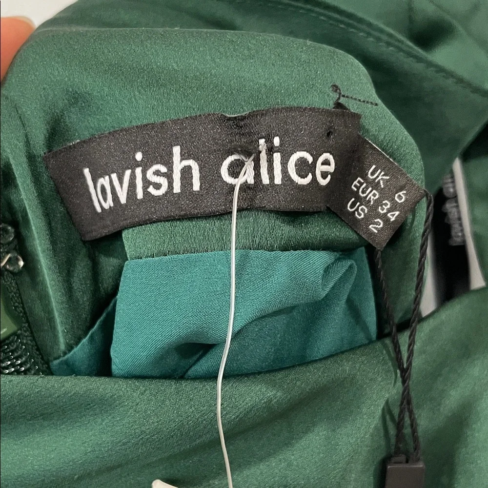 NWT Lavish Alice Dark Green Backless Dress - Picture 2 of 12